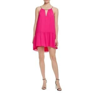 Amanda Uprichard Mujer Candice Hot Pink Ruffle Hem Chain Strap Dress Sz S